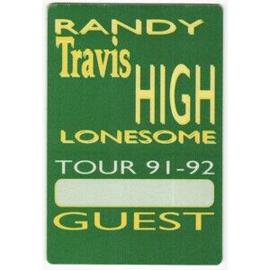 Vintage 1991 1992 Randy Travis Backstage Pass Guest Green Variant